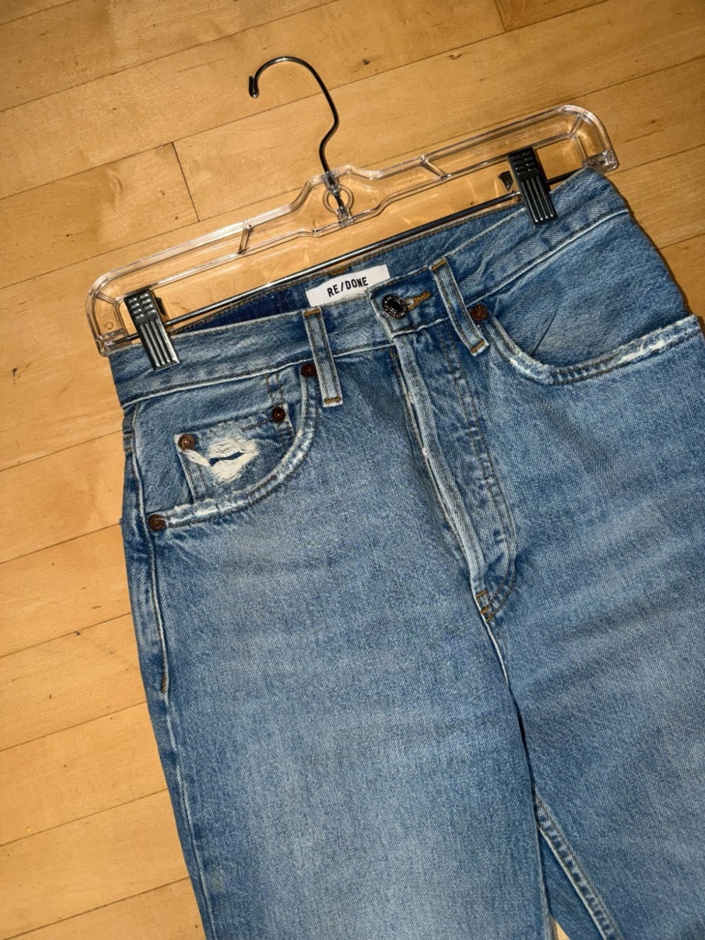 RE/DONE 70's Stove Pipe High Rise straight leg jeans, 24, GD1246 - Picture 5 of 8